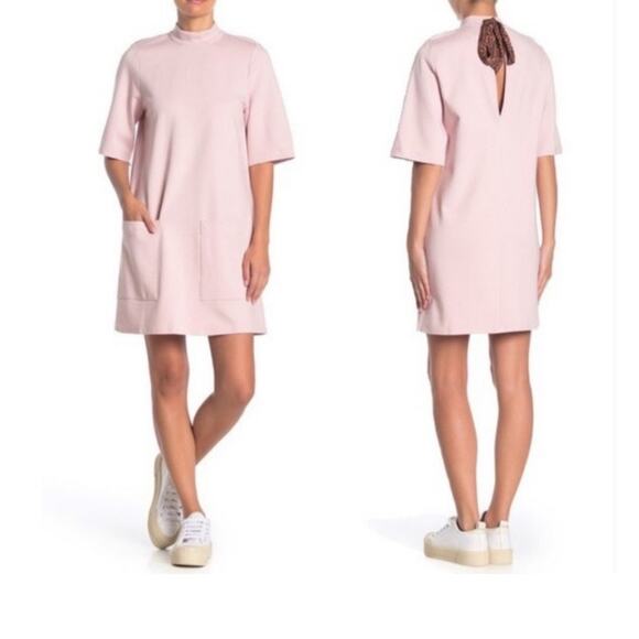 Free People West Hill Mini Dress – Size Medium – Nectar Pink with Leopard Tie - Picture 3 of 11